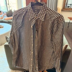 Vince Men's Black and White Plaid Shirt